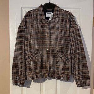 Old Navy Women's Plaid Bomber Jacket - Brown
